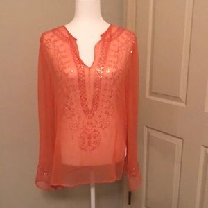 gorgeous peach-colored sheer top or beach cover